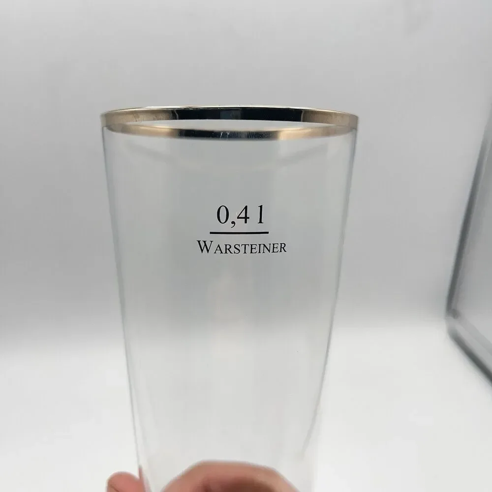 Vintage German Warsteiner .4L Beer Glass with Gold Rim
